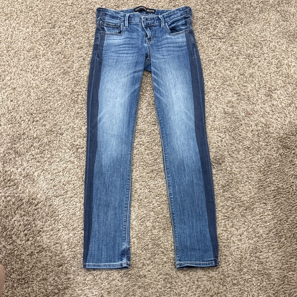 Express Two-Tone Blue Skinny Jeans